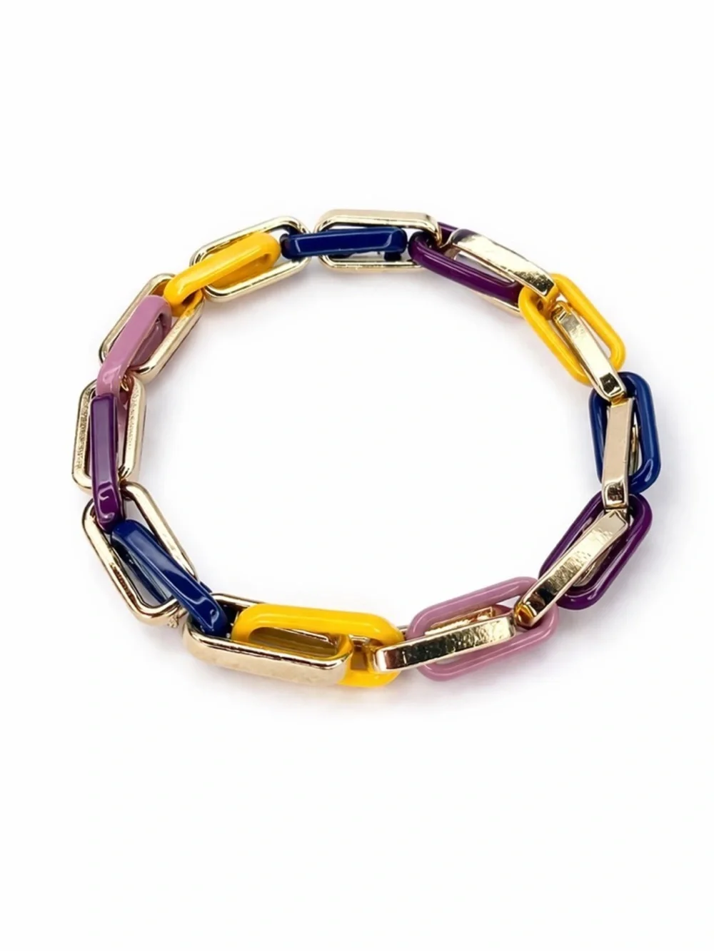 NWOB Marilyn Schiff Multicolor Enamel Link Bracelet | Gold Tone Statement Piece